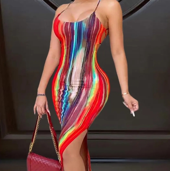 Blush Mark Dresses & Skirts - Sleeveless Rainbow Tie Dye Dress by Blush Mark